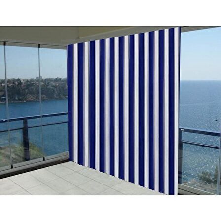 Ceylan Home Balkon Perdesi Mavi Kalın Çizgili 225x250