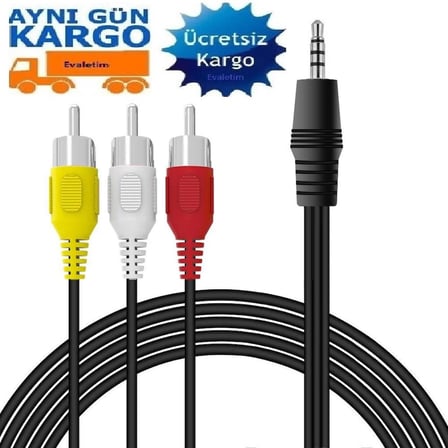 4824 3.5 mm Stereo To 3 Rca Dişi Tos Çevirici Dönüştürücü Ses Kablosu