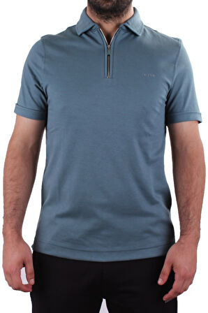 Twister 2298 Yeşil Günlük Kısa Kol Normal Kesim Pamuklu Fermuarlı Polo Yaka Erkek Tişört