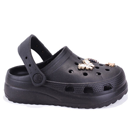 Dagoster DZA75-205 Siyah Taşlı Ortopedik Günlük Cross Spor Kadın Terlik