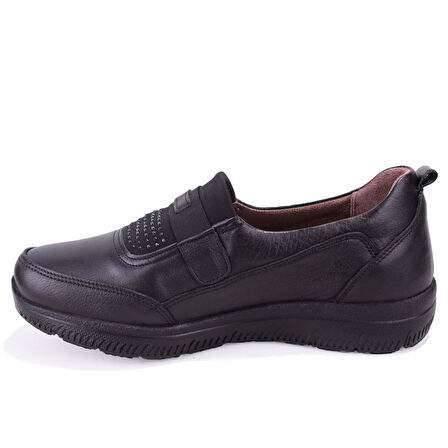 Dagoster DZA07-122042648 Siyah Ortopedik Günlük Deri Kadın Ayakkabı