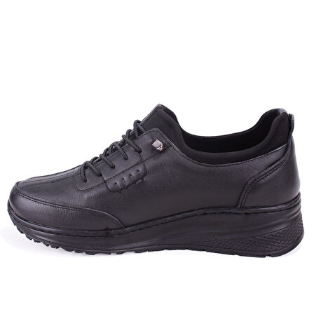 Dagoster DZA07-122044644 Siyah Ortopedik Günlük Deri Kadın Ayakkabı