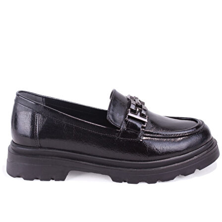 Dagoster DZA07-90801 Siyah Rugan Günlük Loafer  Kadın Ayakkabı
