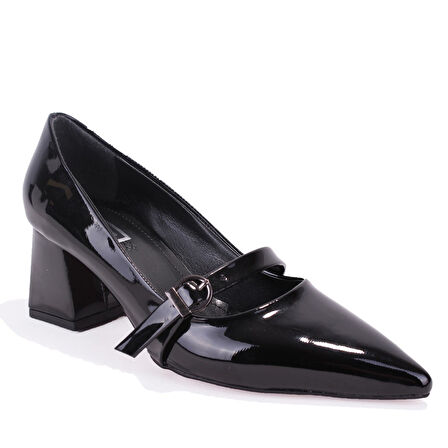 Dagoster DZA07-129604 Siyah Rugan Klasik Topuklu Kadın Ayakkabı