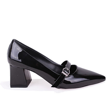 Dagoster DZA07-129604 Siyah Rugan Klasik Topuklu Kadın Ayakkabı