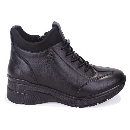 Dagoster DZA07-13091535 Siyah Ortopedik Günlük Düz Topuk Deri Kadın Bot