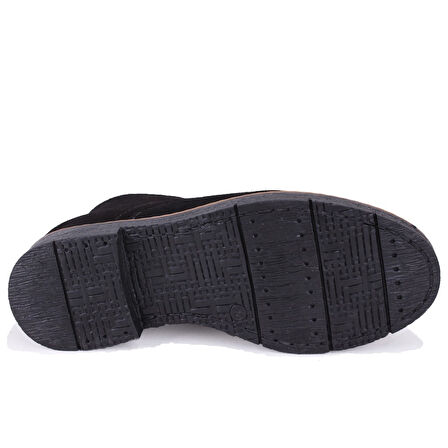 Dagoster DZA07-1236028 Siyah Süet Günlük Düz Topuk Deri Kadın Bot