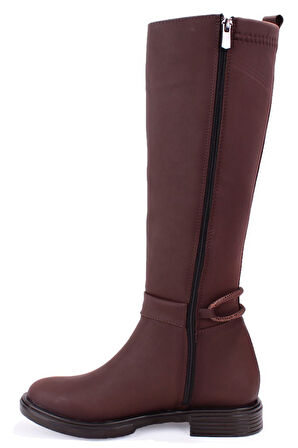 Dagoster DZA07-43621911 Kahve Günlük Streçli Düz Topuk Kadın Çizme