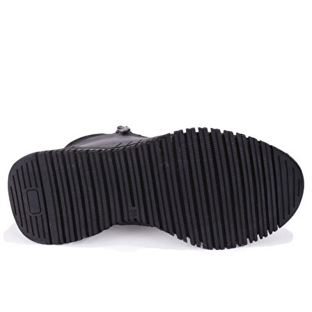 Dagoster DZA07-122042650 Siyah Günlük Düz Taban Fermuarlı Deri Kadın Bot