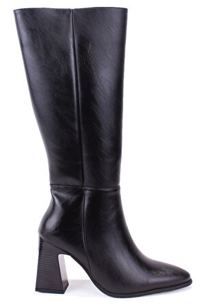 Dagoster DZA07-11701500 Siyah Günlük Fermuarlı Kasik Topuklu Kadın Çizme