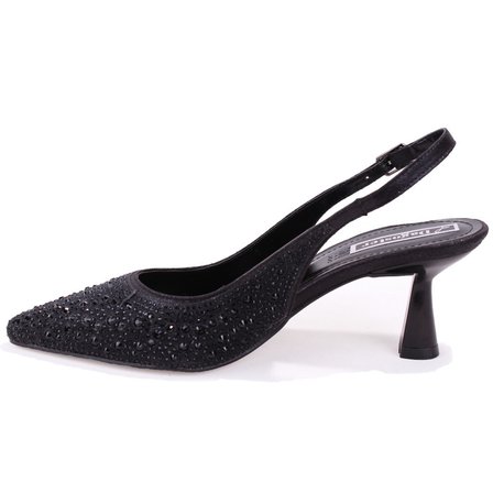 Dagoster DZA07-1240A87 Siyah Taşlı 7 cm İnce Topuklu Abiye Kadın Ayakkabı