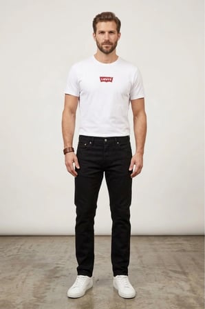 502 Taper likralı esnek kumaş erkek kot pantolon-0039--black k.Siyah / 33/32