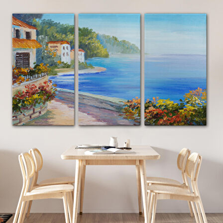 Deniz Manzarası Yağlıboya Görünüm Dekoratif Kanvas Duvar Tablosu-3458