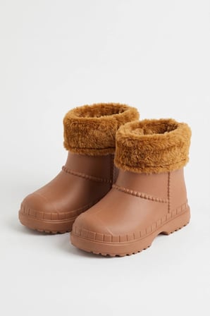 Çocuk Unisex İçi Kürklü Yağmur Çizmesi Açık Kahverengi