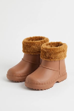 Çocuk Unisex İçi Kürklü Yağmur Çizmesi Açık Kahverengi