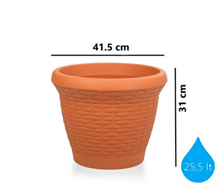 Omnipazar SO-HS05 Plastik Hasır Desenli Dekoratif Saksı 25 Litre No 5