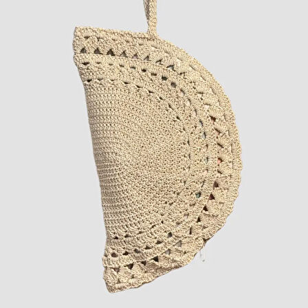 Uretti - Sefa 4419 El Yapımı Makrome İp Clutch Çanta - Bej