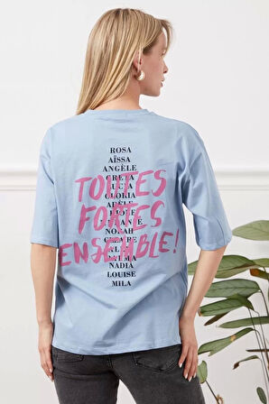 Baskılı tişört mavi