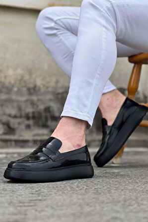WG161 Kömür Rugan Erkek Casual Ayakkabı