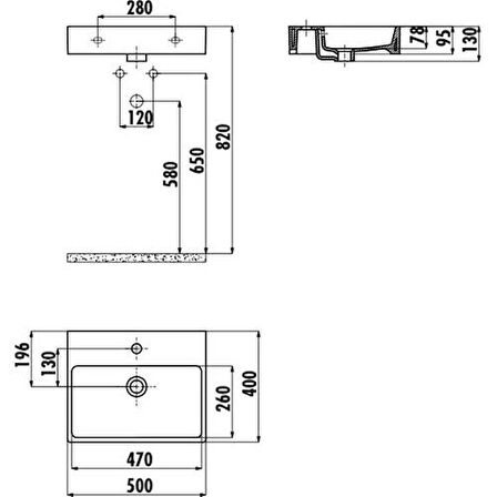 Creavit NX242 Next Setüstü Lavabo 40*50Cm Düz Kare