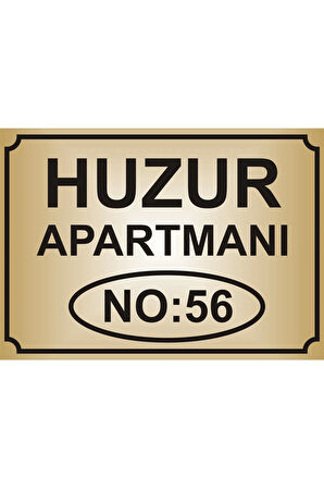 Apartman İsim Tabelası Aliminyum AYNALI Gold Metal Levha