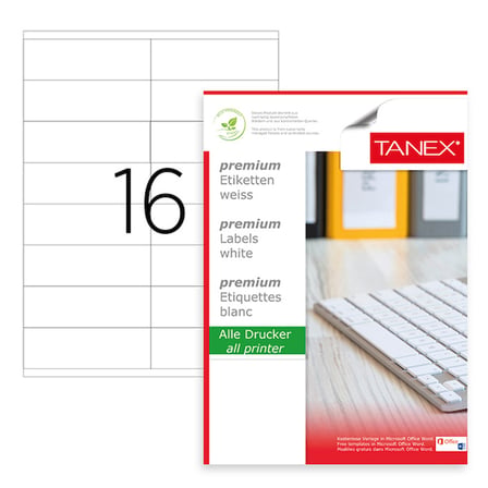 Tanex Laser Etiket 100 YP 105x36 Laser-Copy-Inkjet TW-2316