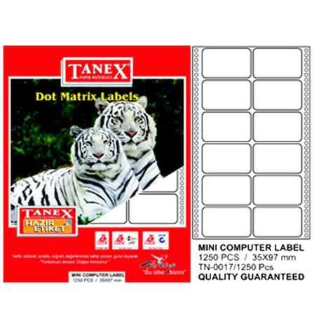 Tanex Sürekli Form Etiket 1250 Lİ 35x97-1-LI-PKT