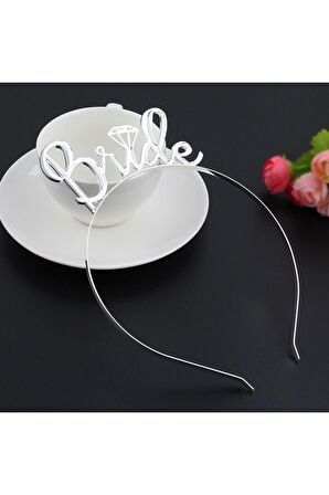 Bride Yazılı Metal Taç Gümüş gri renkli +Bekarlığa Veda Partisi Konsepti metal Taç
