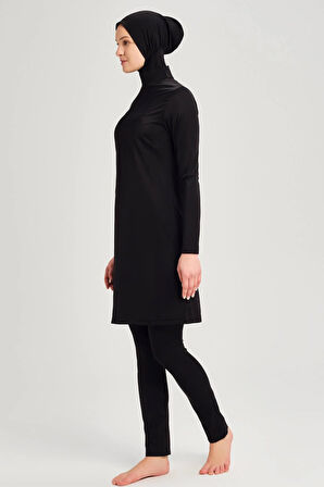 Haşema Siyah Likralı 4 Parça Tam Tesettür Mayo Takımı 6028