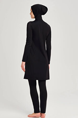 Haşema Siyah Likralı 4 Parça Tam Tesettür Mayo Takımı 6028