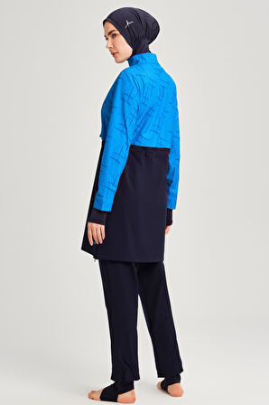 Haşema Esila Monogram Desenli Lacivert Tam Tesettür Mayo Üstü 2934