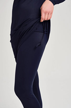 Haşema Lacivert Likralı 5 Parça Tam Tesettür Mayo Takımı 6028