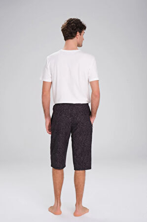 Haşema Desenli Siyah Uzun Erkek Havuz ve Deniz Şortu 2421