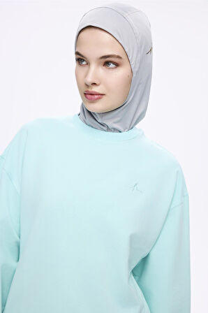 Haşema Yumuşak Dokulu Oversize Yeşil Basic Günlük Sweatshirt ACT-22