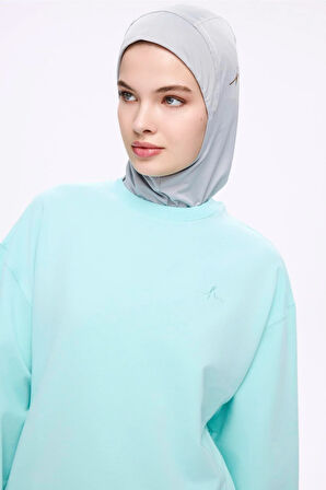 Haşema Yumuşak Dokulu Oversize Yeşil Basic Günlük Sweatshirt ACT-22