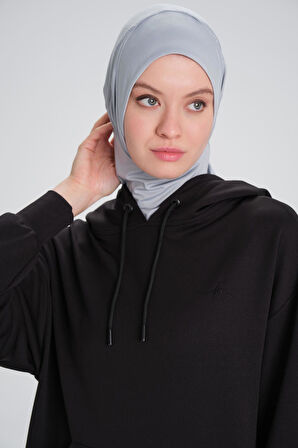 Haşema Yumuşak Dokulu Kapüşonlu Siyah Basic Günlük Sweatshirt ACT-13