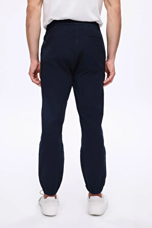 Haşema Beli ve Paçası Lastikli Bağcıklı Lacivert Erkek Jogger Pantolon 4023