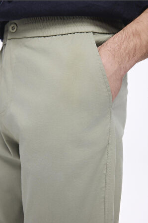 Haşema Beli ve Paçası Lastikli Bağcıklı Yeşil Erkek Jogger Pantolon 4023