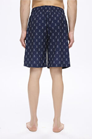 Haşema Çapa Desenli Lacivert Erkek Kısa Havuz ve Deniz Şortu 5045