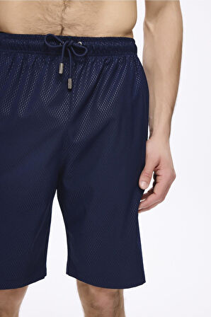 Haşema Dokulu Kumaş Lacivert Erkek Kısa Havuz ve Deniz Şortu 5032