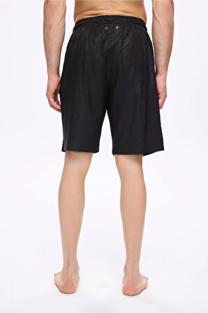 Haşema Dokulu Kumaş Siyah Erkek Kısa Havuz ve Deniz Şortu 5032