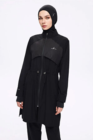 Haşema Performans Serisi Siyah Esnek Dokuma 6 Parça Tam Tesettür Mayo Takımı H-Per50 2020