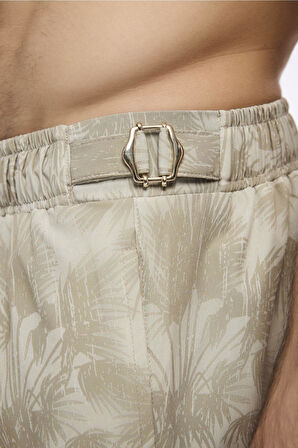 Haşema Kemer Toka Detaylı Vizon Erkek Kısa Havuz ve Deniz Şortu 5054