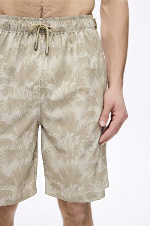 Haşema Kemer Toka Detaylı Vizon Erkek Kısa Havuz ve Deniz Şortu 5054