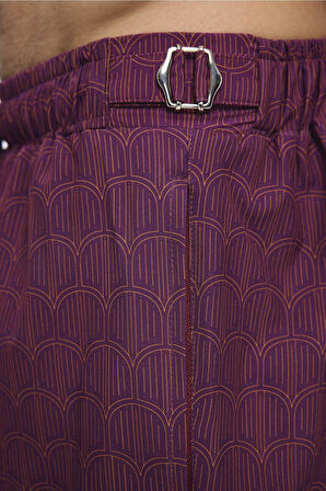 Haşema Kemer Toka Detaylı Mor Erkek Kısa Havuz ve Deniz Şortu 5061