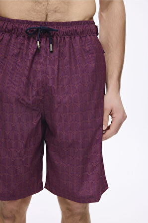 Haşema Kemer Toka Detaylı Mor Erkek Kısa Havuz ve Deniz Şortu 5061
