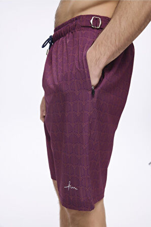 Haşema Kemer Toka Detaylı Mor Erkek Kısa Havuz ve Deniz Şortu 5061