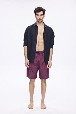Haşema Kemer Toka Detaylı Mor Erkek Kısa Havuz ve Deniz Şortu 5061
