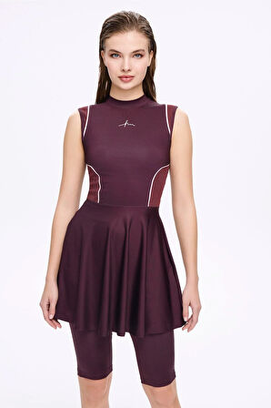 Haşema Spor Kesim Bordo 4 Parça Yarı Kapalı Mayo Takımı 5014