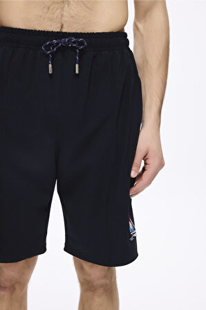 Haşema Yelken Nakışlı Lacivert Erkek Kısa Havuz ve Deniz Şortu 5064